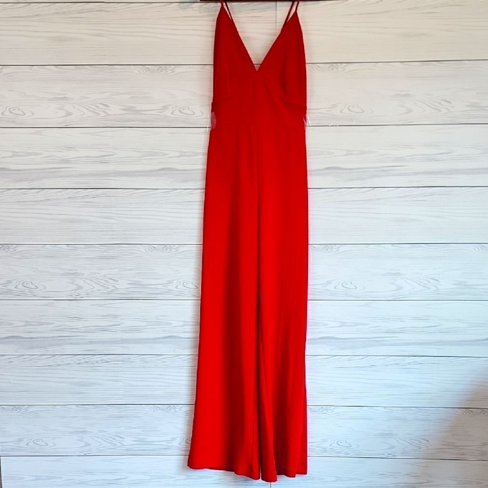 Free Press Candy Apple Red Sleeveless Jumpsuit Womens Size M